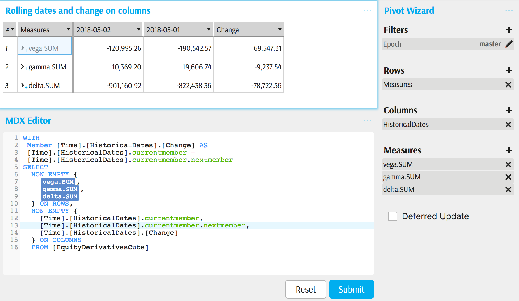 Updated measures on rows