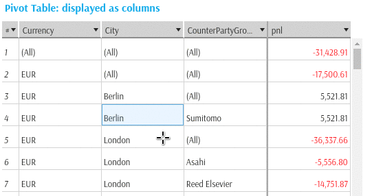 Show and Hide Sub-totals - displayed as columns