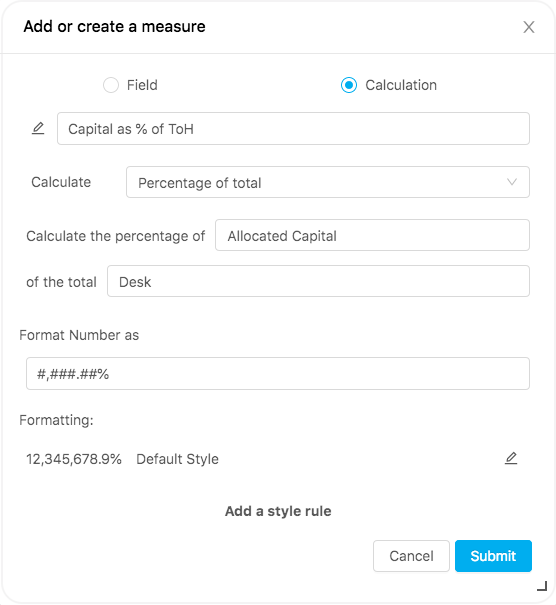 Demonstrating % of Total measure