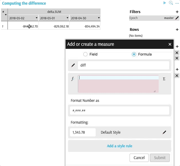 Updated measures on rows